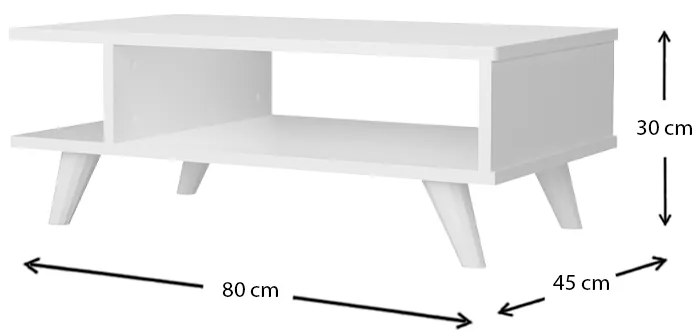 Τραπεζάκι σαλονιού Titus Megapap από μελαμίνη χρώμα λευκό 80x45x30εκ.