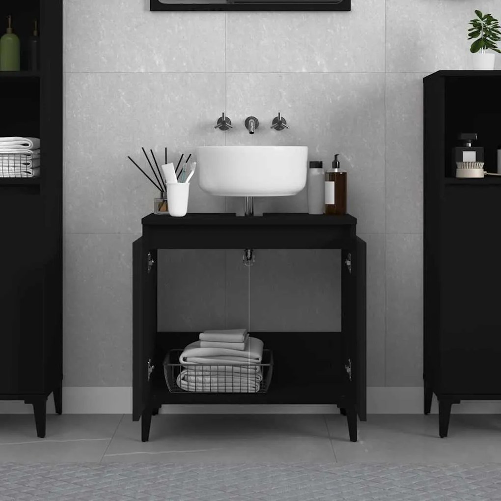 vidaXL Ντουλάπι Νιπτήρα Μαύρο 58x33x60 εκ. Επεξεργασμένο Ξύλο