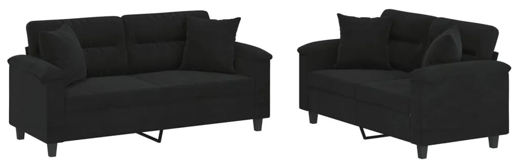 vidaXL Πολυθρόνες Σετ 2 Τεμ. Μαύρες από Ύφασμα Μικροϊνών με Μαξιλάρια