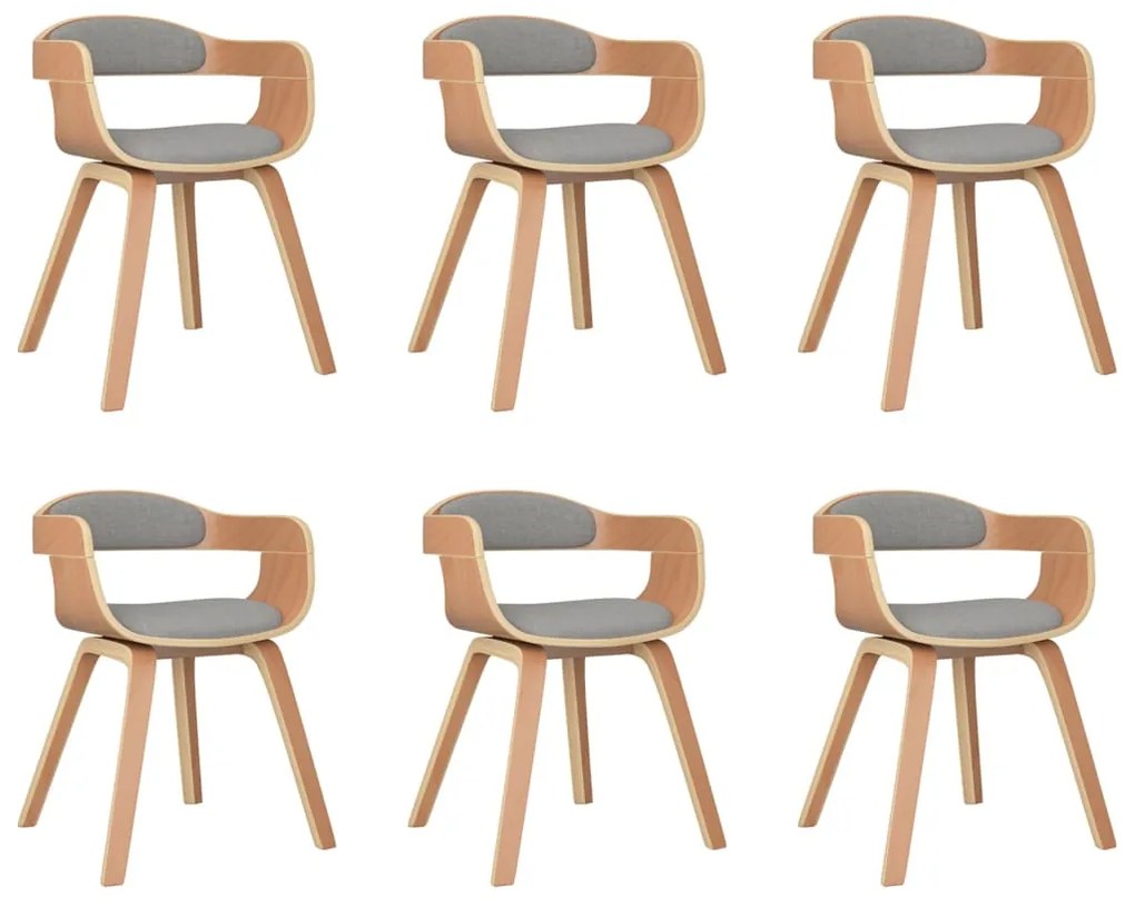 vidaXL Καρέκλες Τραπεζαρίας 6 τεμ. Taupe από Λυγισμένο Ξύλο και Ύφασμα