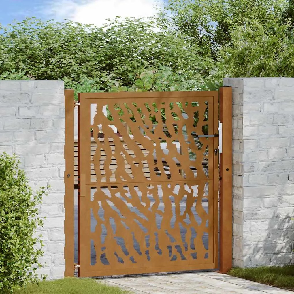 vidaXL Πύλη κήπου 105x105 cm από διαβρωμένο χάλυβα με σχέδιο ίχνος