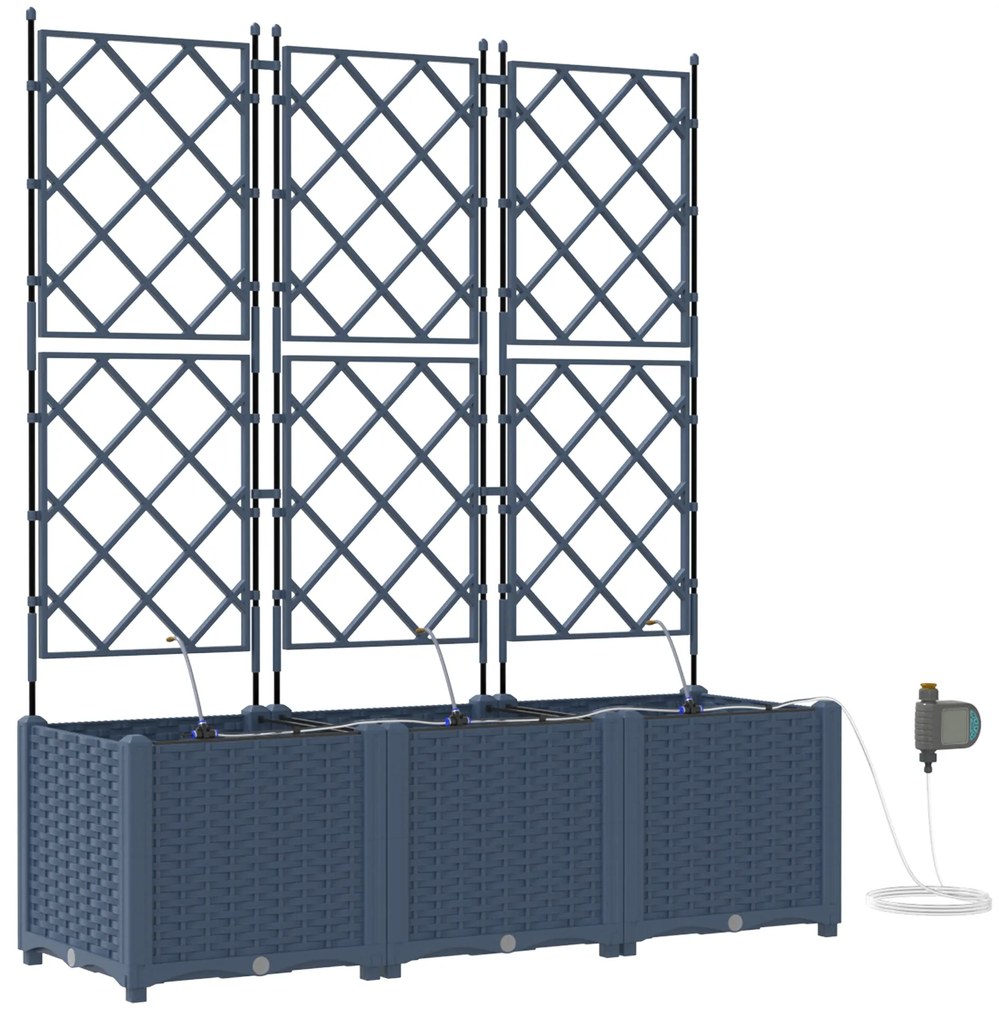 vidaXL Ζαρντινιέρες κήπου Γκρι 120 x 40 x 142 cm Ατσάλι