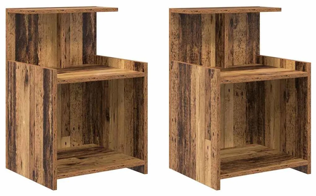 vidaXL Κομοδίνο 2 pcs Παλαιό ξύλο 40 x 35 x 60 εκ. Επεξεργασμένο ξύλο