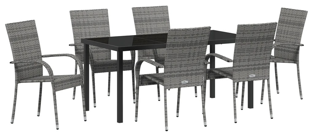 vidaXL Σέτ φαγητού για κήπο 7 pcs Γκρι Ράτα PE