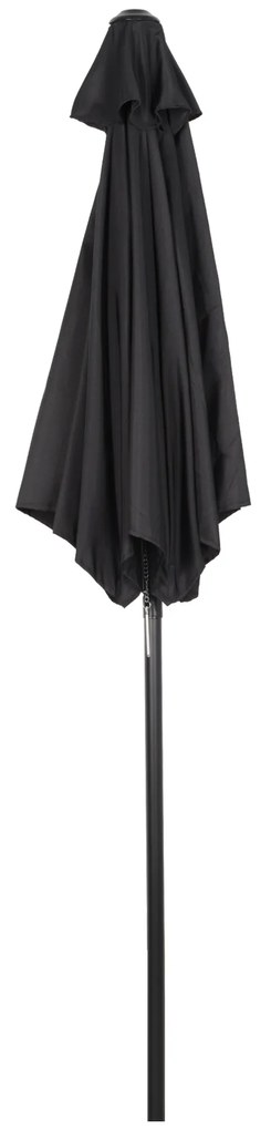 Ομπρέλα εξωτερικού χώρου Outsunny Ø196 cm, εξαγωνική ομπρέλα μπαλκονιού για παραλία, μπαλκόνι, κήπο, μαύρο