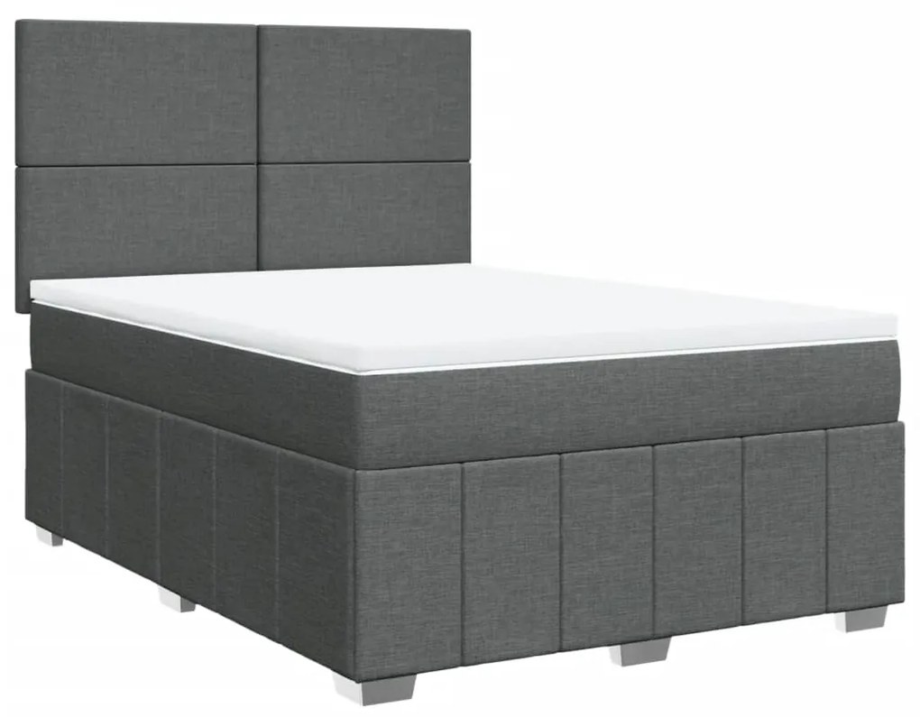 ΚΡΕΒΑΤΙ BOXSPRING ΜΕ ΣΤΡΩΜΑ ΣΚΟΥΡΟ ΓΚΡΙ 140X190 ΕΚ. ΥΦΑΣΜΑΤΙΝΟ 3293957