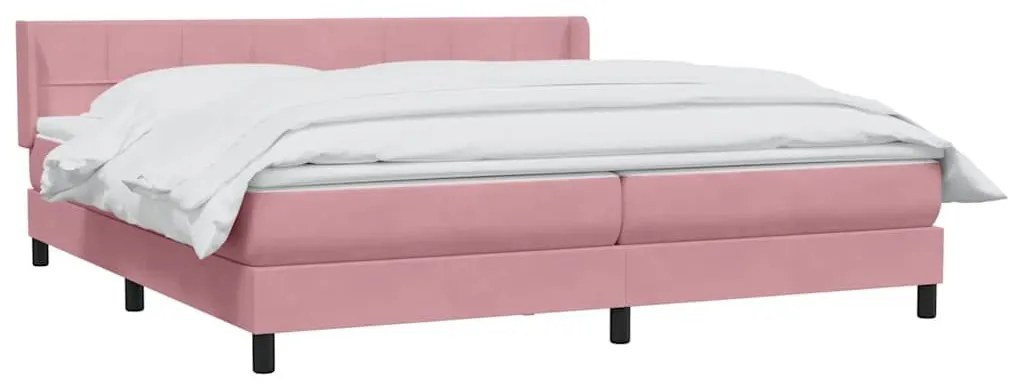 Κρεβάτι Boxspring με Στρώμα Ροζ 200x210 εκ. Βελούδινο - Ροζ