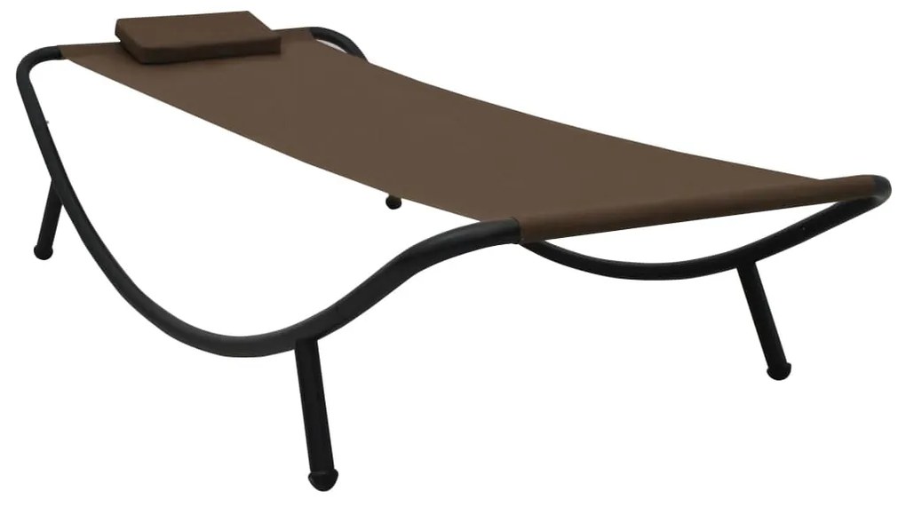 vidaXL Ξαπλώστρα - Κρεβάτι Κήπου Καφέ 200 x 90 εκ. από Ατσάλι