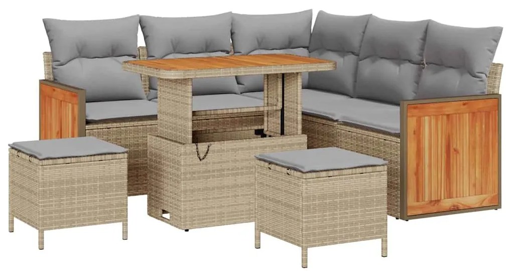 vidaXL Σετ Καναπέ Κήπου με μαξιλάρι 8 pcs μπεζ και ανοιχτό γκρι