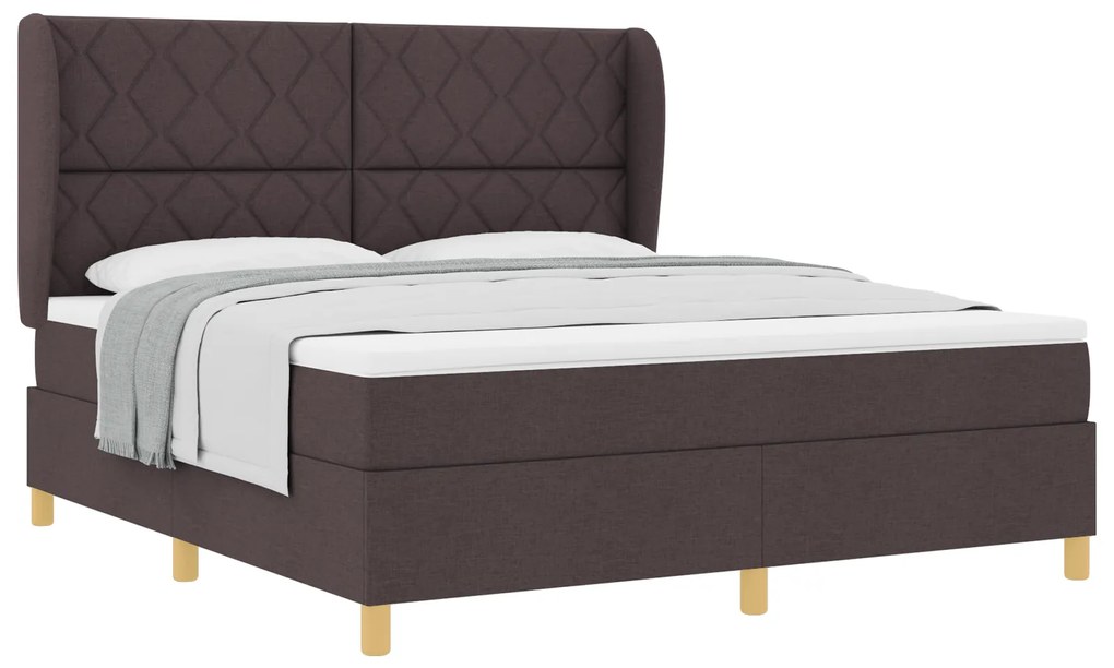 vidaXL Κρεβάτι Box Spring με Ματράκι Καφέ 180x200 εκ. Υφάσμα