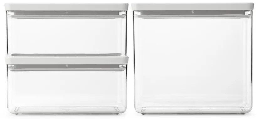 Brabantia 1008882 Σετ κουτιών αποθήκευσης προϊόντων Tasty+ Stackable 2x1.5L+1x3.5L Light Grey