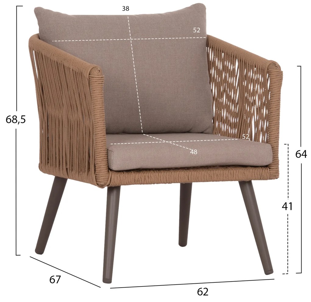 ΣΑΛΟΝΙ ΕΞ.ΧΩΡΟΥ 4ΤΜΧ FREJA HM6057.04 ΑΛΟΥΜ.ΚΑΠΟΥΤΣΙΝΟ-PE RATTAN &amp; ΜΑΞΙΛΑΡΙΑ ΜΠΕΖ