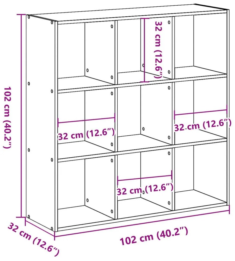 Βιβλιοθήκη Γκρι Sonoma 102x32x102 εκ. από Επεξεργασμένο Ξύλο - Γκρι