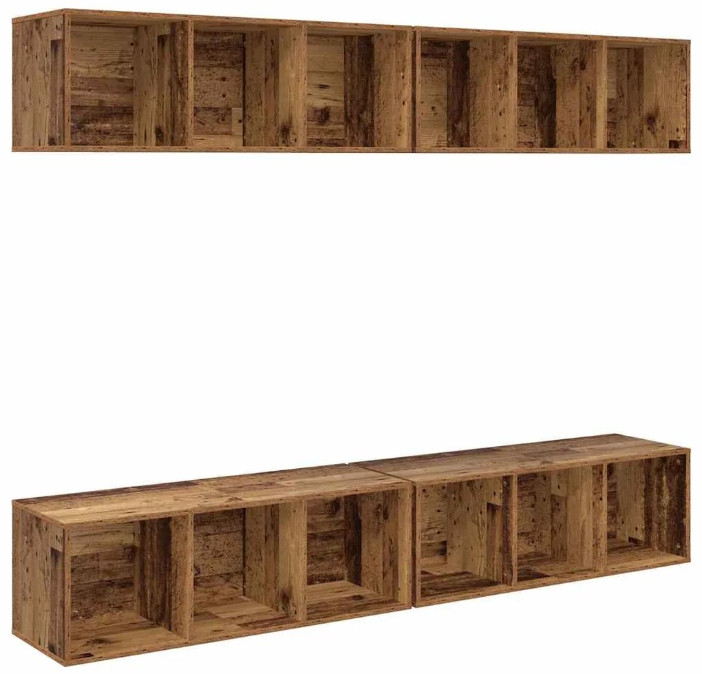 vidaXL Τηλεοπτική Κάβα Τοίχου 4 pcs Παλαιό ξύλο 37 x 37 x 107.5 εκ