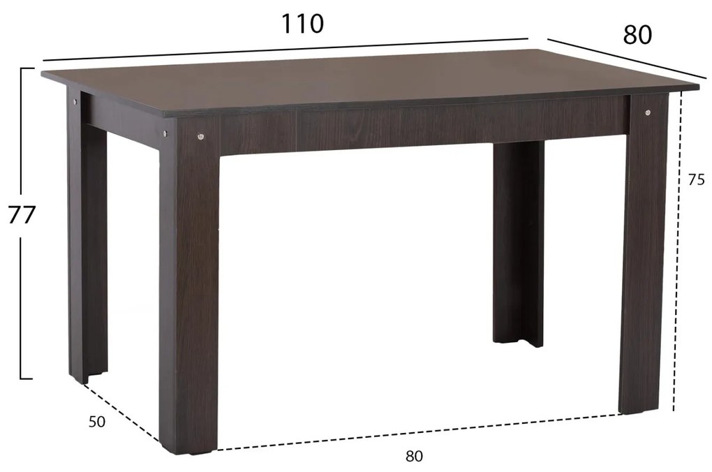 ΤΡΑΠΕΖΙ ΚΟΥΖΙΝΑΣ KELVIN 110x80x77Υεκ. WENGE