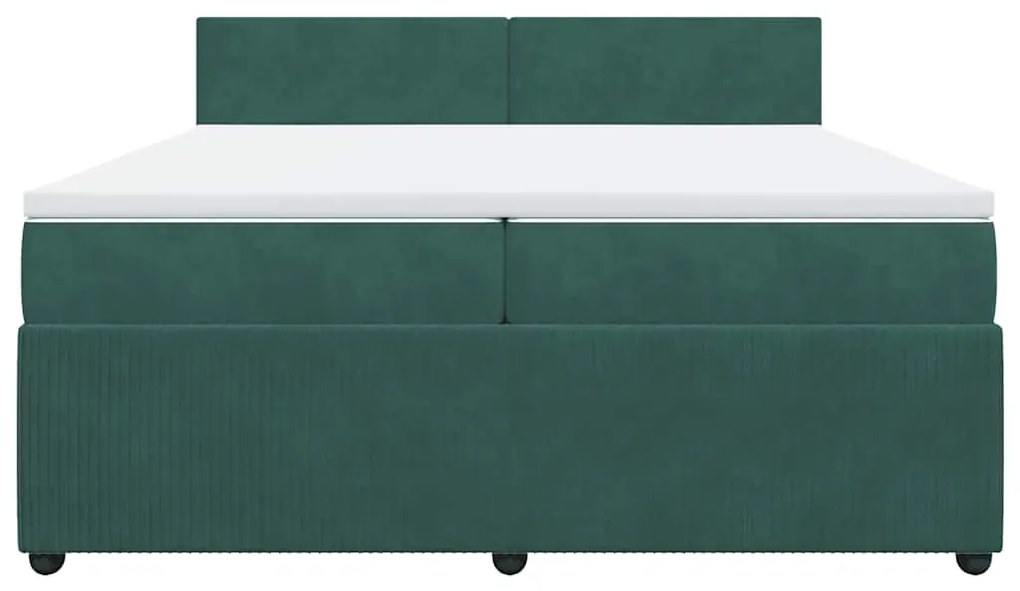 vidaXL Κρεβάτι Boxspring με Στρώμα Σκούρο Πράσινο 200x200εκ. Βελούδινο