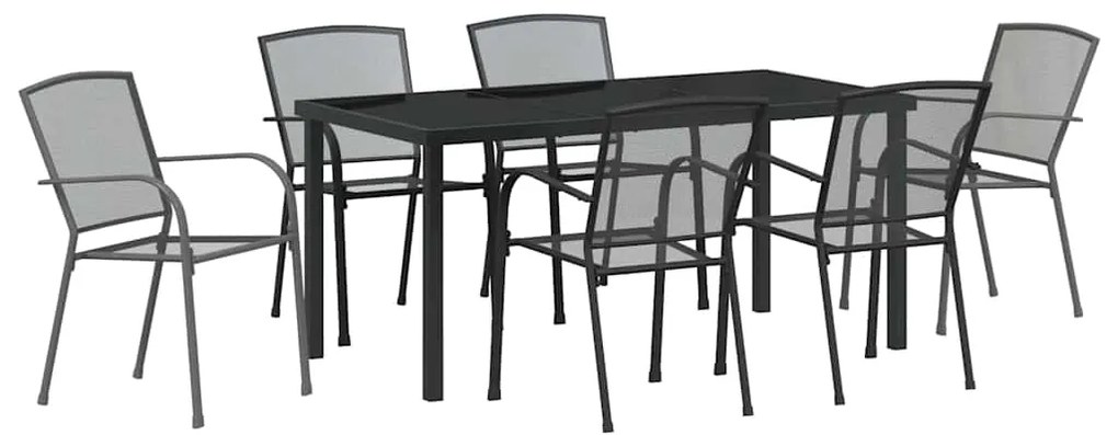 vidaXL Σέτ φαγητού για κήπο 7 pcs Ανθρακί Ατσάλι