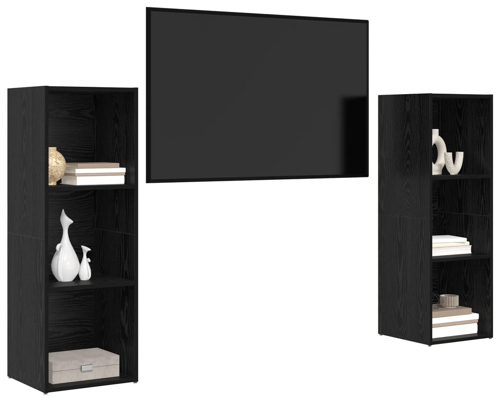 vidaXL Σετ επίπλου τηλεόρασης 2 pcs Μαύρη Δρυς 107 x 35 x 37 cm
