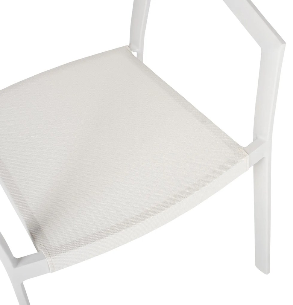 Καρέκλα - Πολυθρόνα MIRI C5891.22 Αλουμινίου Σκελετός - Textline Λευκό και Rattan Μπέζ 57x63x82Υ εκ. 57x63x82 εκ.