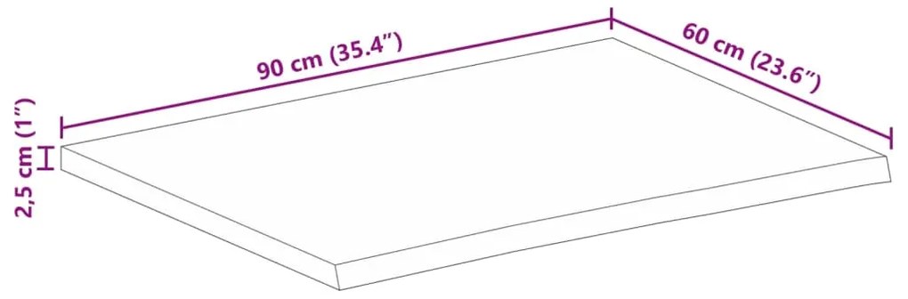 ΕΠΙΦΑΝΕΙΑ ΤΡΑΠΕΖΙΟΥ 90X60X2,5 ΕΚ. LIVE EDGE ΜΑΣΙΦ ΞΥΛΟ ΜΑΝΓΚΟ 370549