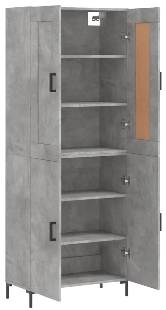 vidaXL Ντουλάπι Γκρι Σκυροδέματος 69,5x34x180 εκ. Επεξεργασμένο Ξύλο