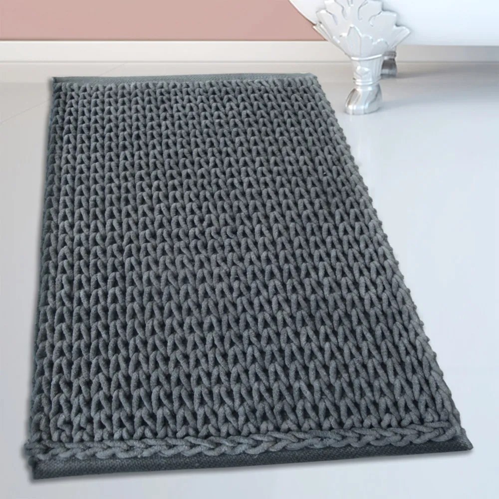 Πατάκι Μπάνιου Γκρι Σκούρο 50x80cm #2335 Cotton Chenille San Lorentzo 1509 DARK GREY