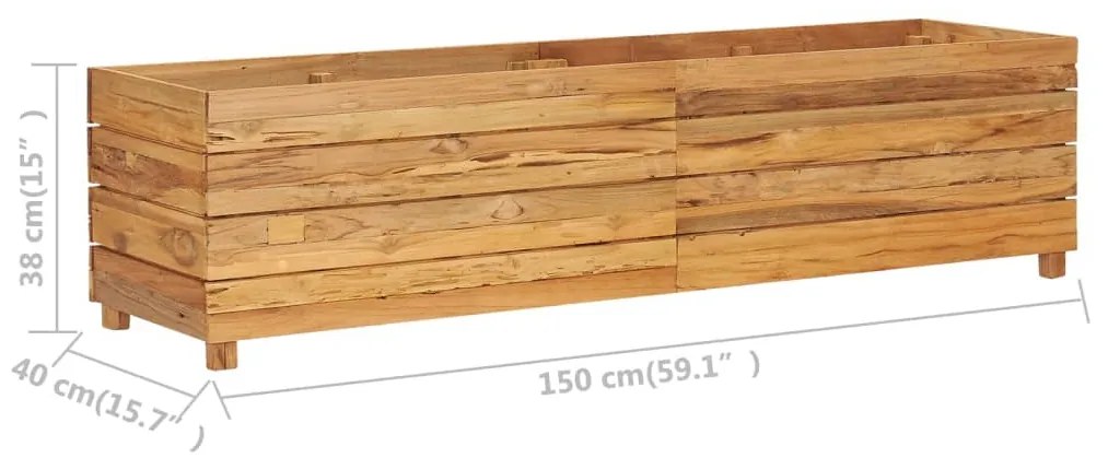 Ζαρντινιέρα Υπερυψωμένη 150x40x38 εκ. Ανακυκλ. Ξύλο Teak/Ατσάλι - Καφέ