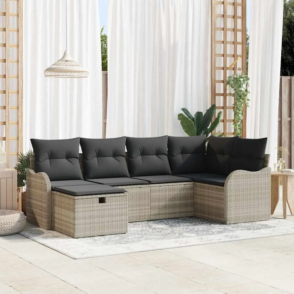 vidaXL Σετ Καναπέ Κήπου 6 pcs Ανοιχτό γκρι 232.5 x 122.5 x 85 εκ