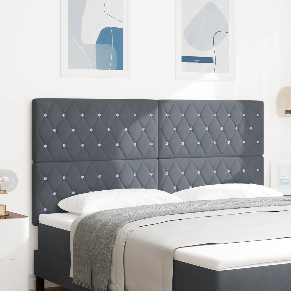 vidaXL Βελούδινο Κεφαλάρι Argyle Σκούρο γκρι 180 cm Βελούδο