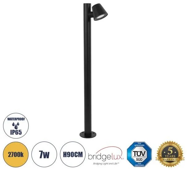 GARDENIA 60508 Φωτιστικό Κήπου-Κολωνάκι Αρχιτεκτονικού Φωτισμού Εξωτερικού Χώρου LED 7W 700lm 60° AC220-240V Αδιάβρ Globostar 60508 Μαύρο