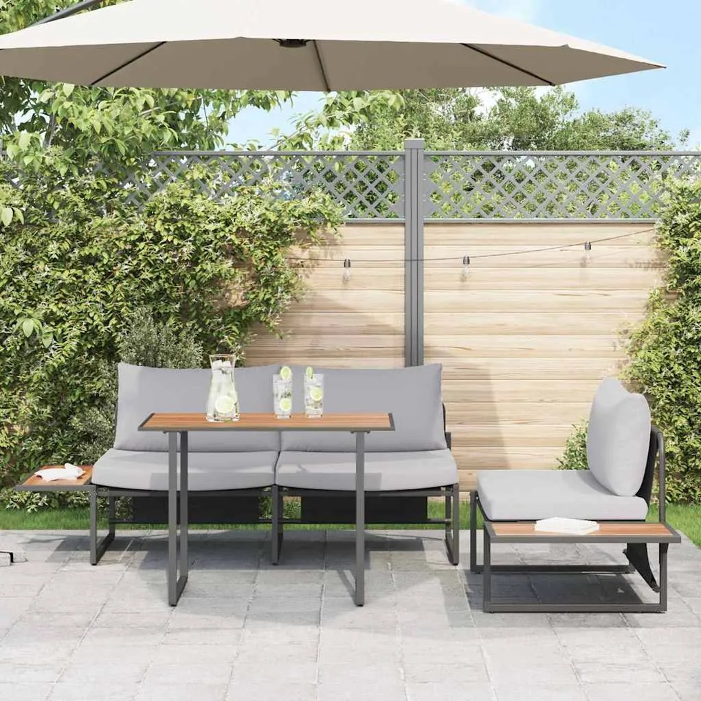 vidaXL Σέτ φαγητού για κήπο 3 pcs Ανοιχτό γκρι Ατσάλι