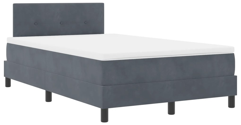 vidaXL Κρεβάτι Box Spring με Στρώμα Σκούρο Γκρι Μικρό Διπλό Βελούδινο