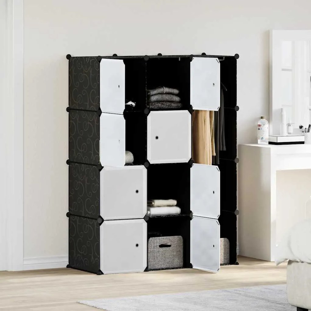240497 vidaXL Modular Cabinet with 9 Compartments 37x115x150 cm Black and White