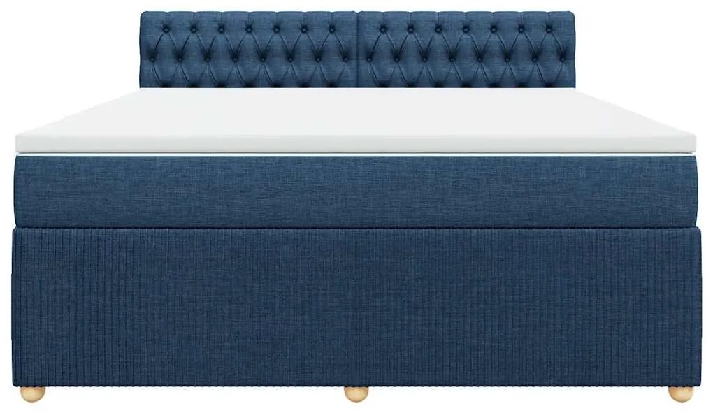 vidaXL Κρεβάτι Boxspring με Στρώμα Μπλε 180x200 εκ. Υφασμάτινο