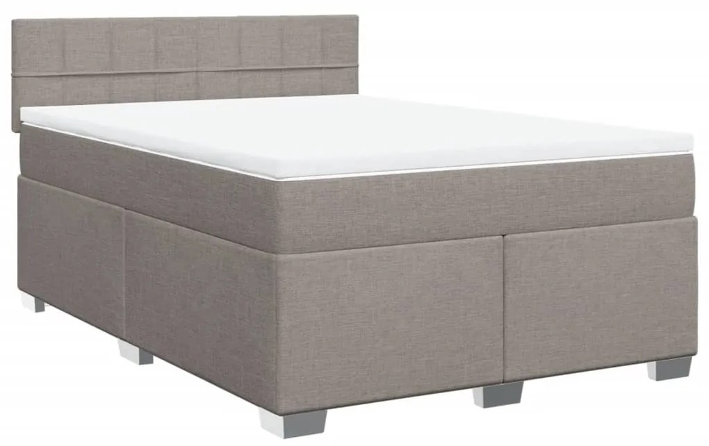 vidaXL Κρεβάτι Boxspring με Στρώμα Taupe 140x190 εκ. Υφασμάτινο