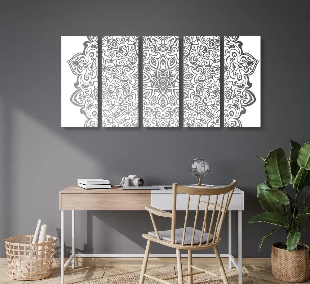 Εικόνα 5 μερών σε μοντέλο Mandala σε ασπρόμαυρο - 200x100