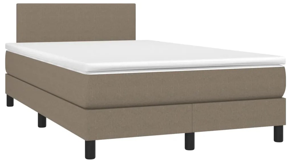 vidaXL Κρεβάτι Boxspring με Στρώμα &amp; LED Taupe 120x200 εκ. Υφασμάτινο