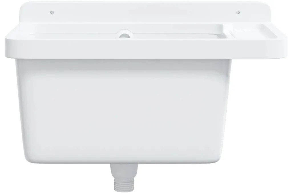 vidaXL Νιπτήρας Επίτοιχος Λευκός 50x35x24 εκ. από Ρητίνη