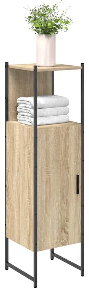 vidaXL Ντουλάπι Μπάνιου Μπεζ 33 x 33 x 120.5 εκ. Επεξεργασμένο ξύλο
