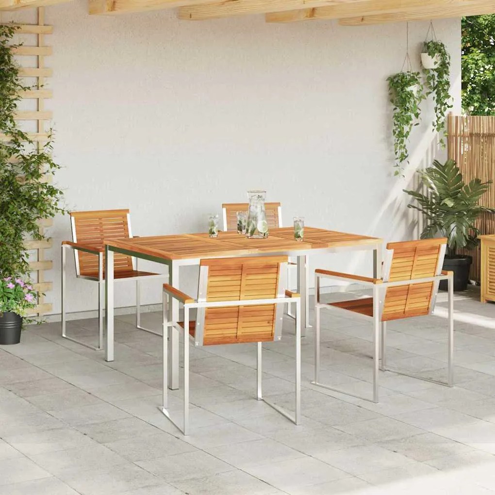 vidaXL Σέτ φαγητού για κήπο 5 pcs Σταθερό Ξύλο Ακακίας