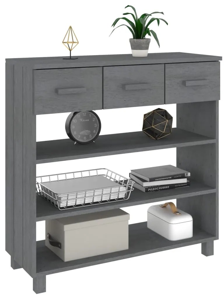 vidaXL Τραπέζι Κονσόλα HAMAR Σκ. Γκρι 90x35x90 εκ. Μασίφ Ξύλο Πεύκου