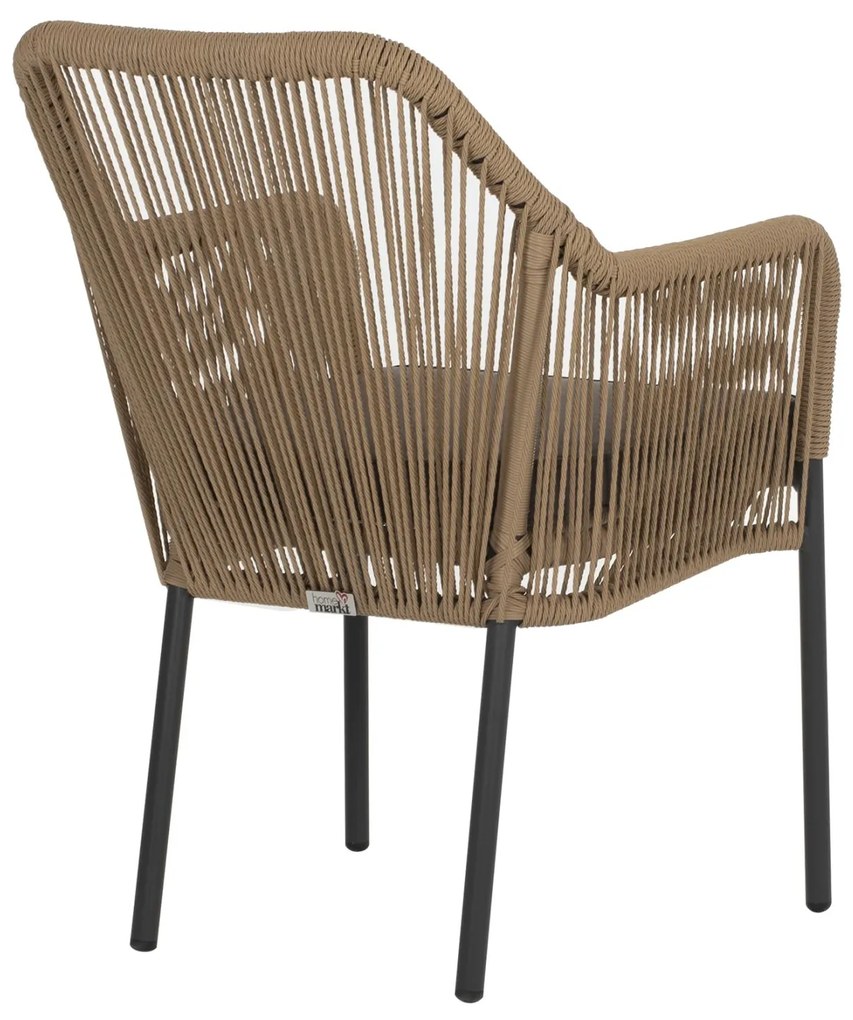 Καρέκλα - Πολυθρόνα C5855.02 Ανθρακί Αλουμινίου με Μπέζ Wicker Σχοινί 56x66x82 εκ. 56x66x82 εκ.