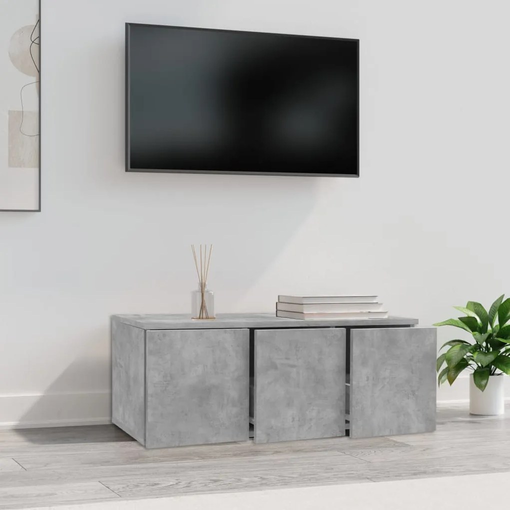 Έπιπλο Τηλεόρασης Γκρι Σκυροδέματος 80x34x30 εκ. Επεξ. Ξύλο 801863