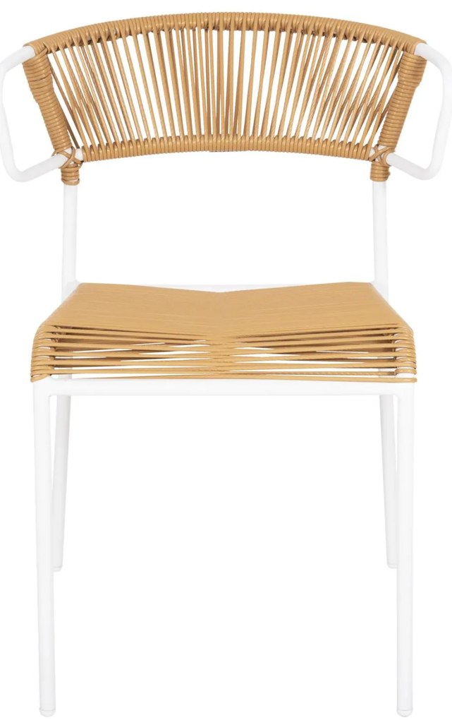 Καρέκλα SUKI C6053.01 Μέταλλο Λευκό και Συνθετικό Rattan Φυσικό 54x62x80Υεκ 54x62x80 εκ.