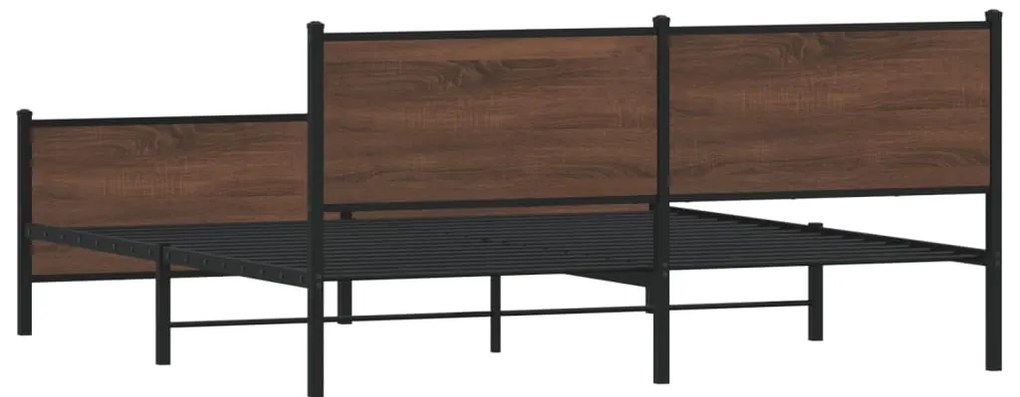 vidaXL Σκελετός Κρεβ. Χωρίς Στρώμα Καφέ Δρυς 200x200 εκ. Μεταλλικό