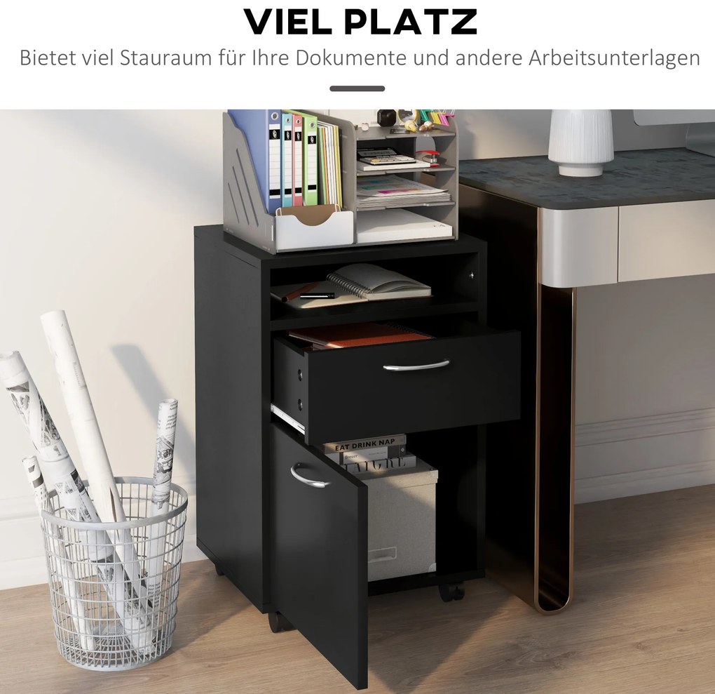 HOMCOM συρταριέρα, συρταριέρα, 1 διαμέρισμα, 1 ράφι, 1 συρτάρι, 40 x 3 x 60 cm, μαύρο