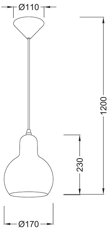 ΚΡΕΜΑΣΤΟ ΚΕΧΡΙΜΠΑΡΙ ΓΥΑΛΙ Φ17cm 1X40W E27 BLOOM - 21W - 50W - V292851PAM