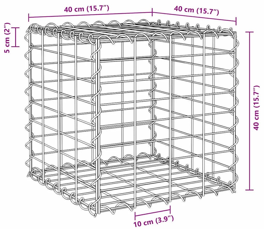 vidaXL Συρματοκιβώτιο Κύβος 40 x 40 x 40 εκ. από Ατσάλινο Σύρμα