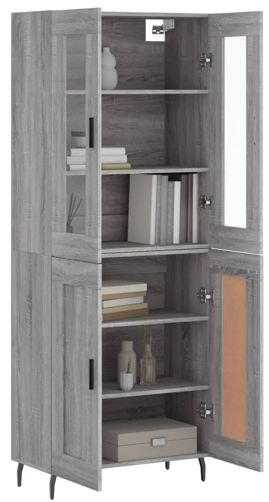 vidaXL Ντουλάπι Γκρι Sonoma 69,5 x 34 x 180 εκ. Επεξεργασμένο Ξύλο