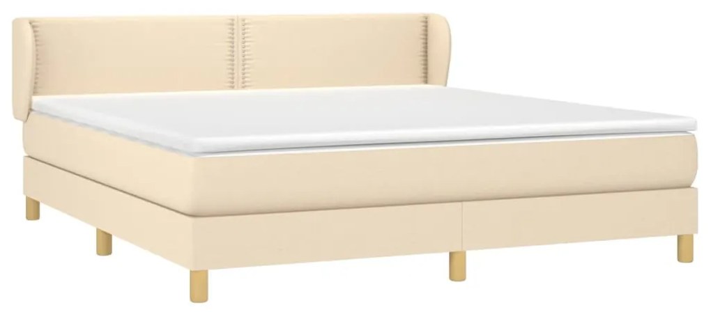 vidaXL Κρεβάτι Boxspring με Στρώμα Κρεμ 160x200 εκ. Υφασμάτινο